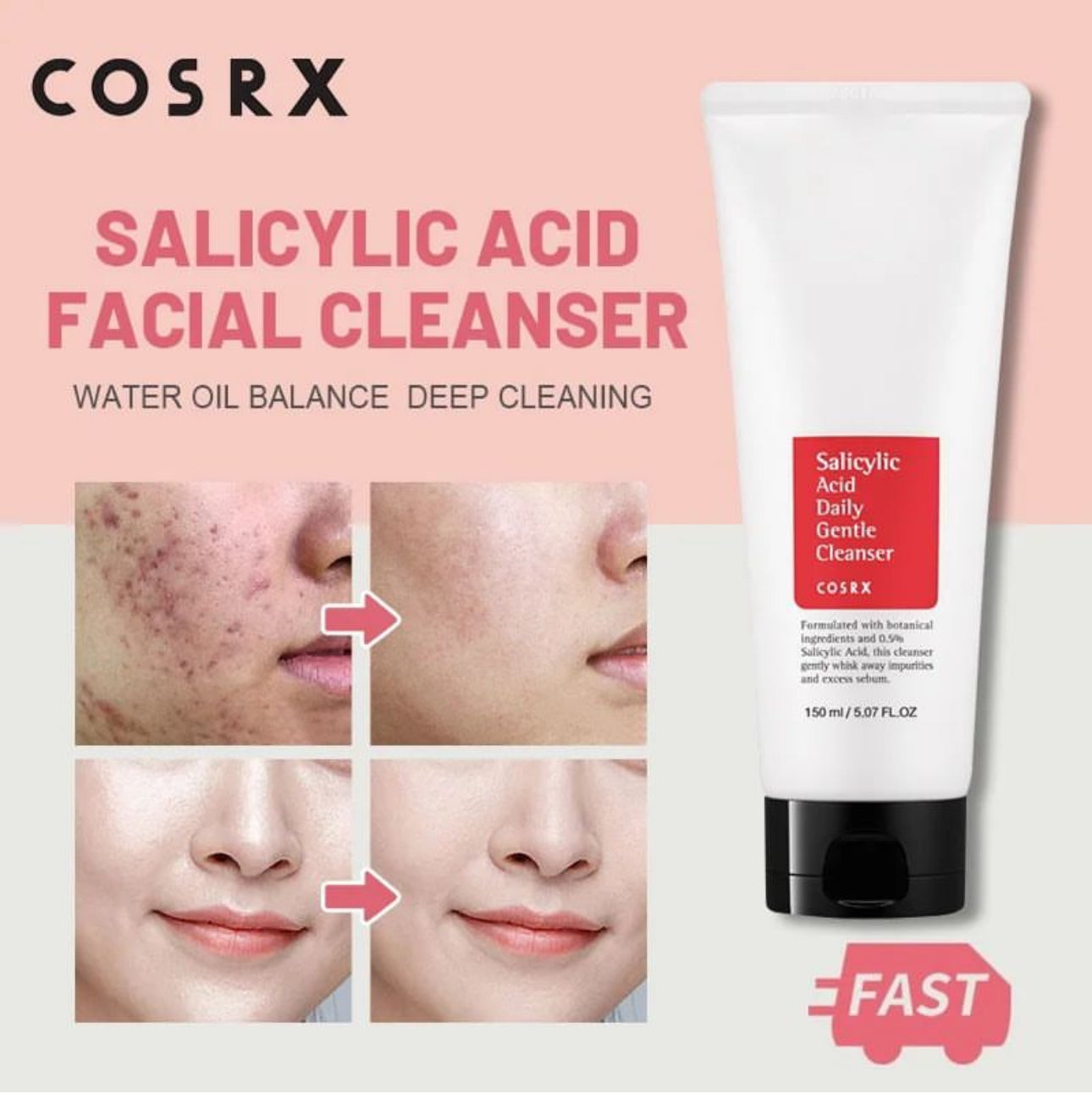 Cosrx Salicylic Acid Daily Gentle Cleanser 50ml Storeonwafi cosrx-salicylic-acid-daily-gentle-cleanser-50ml-storeonwafi