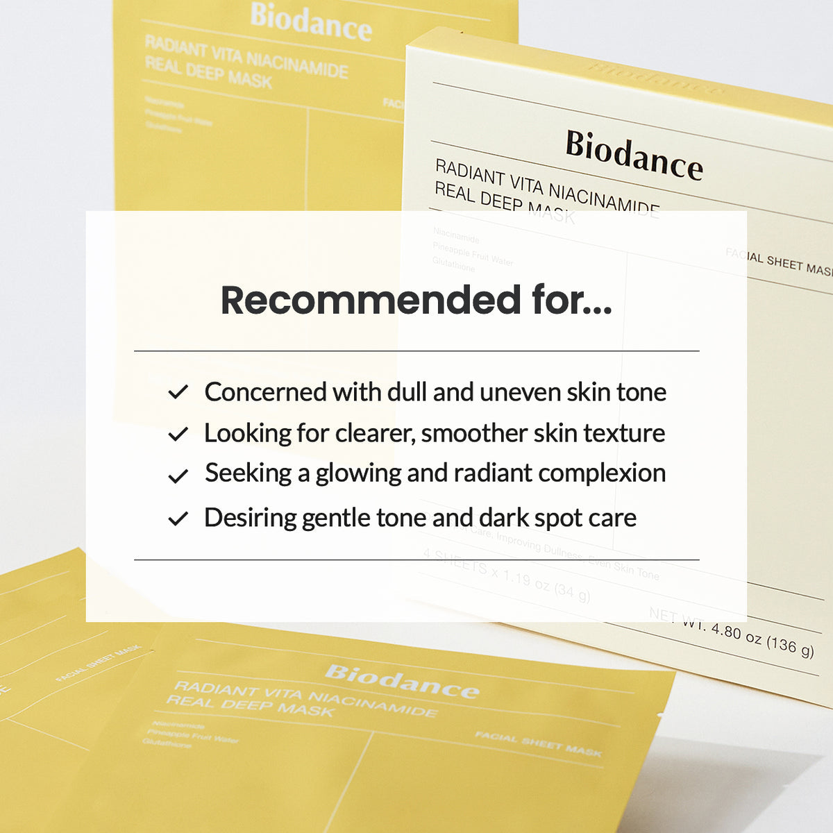 Biodance Radiant Vita Niacinamide Real Deep Mask one pack(4sheets)