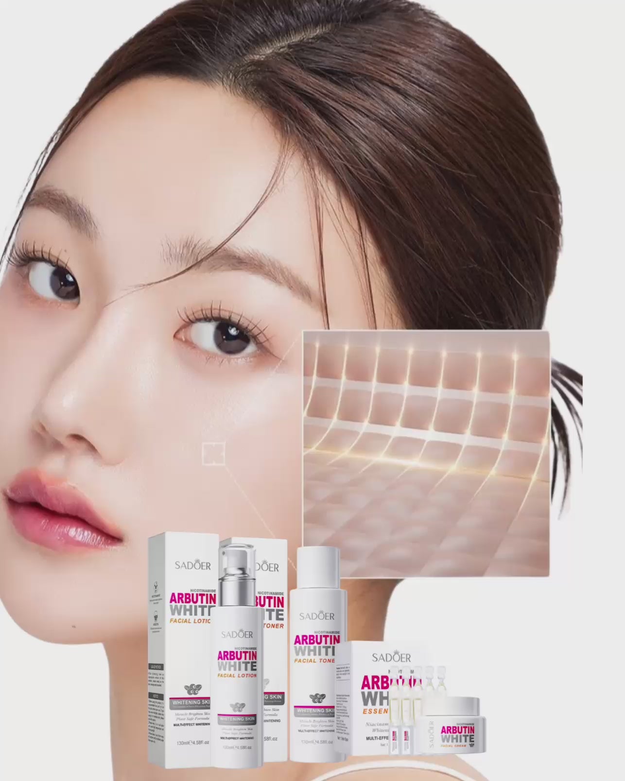 SADOER Niacinamide Arbutin White Skincare Set – Complete Whitening & Brightening Routine