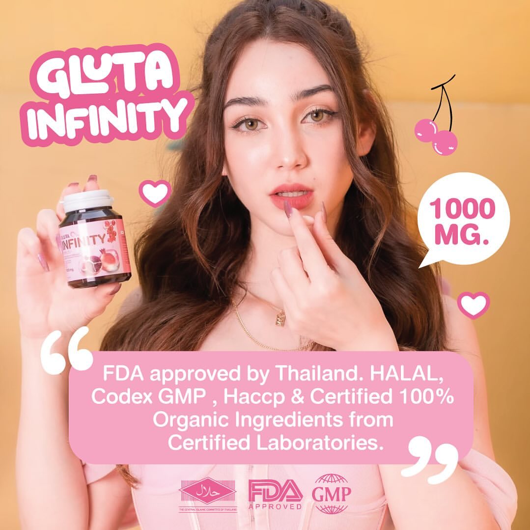 Gluta Infinity 1000mg Natural Whole Body Skin Whitening Supplement 30 Tablets
