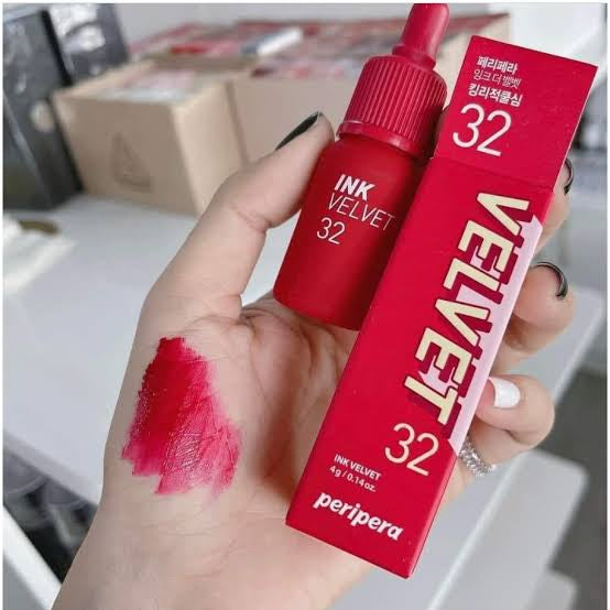 Peripera Ink the Velvet Lip Tint, High Pigment Color, Longwear, Weightless, Not Animal Tested, Gluten-Free, Paraben-Free (032
FUCHSIA RED)