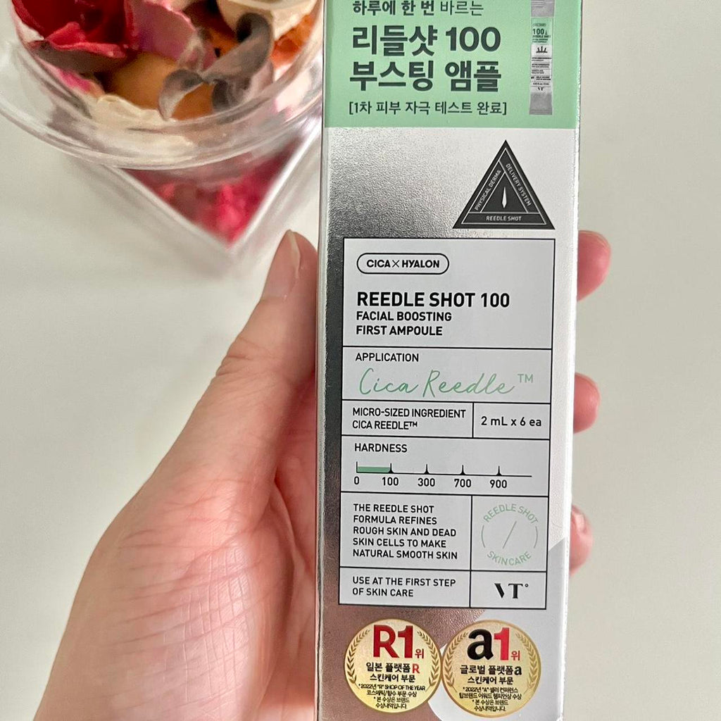 🌿 VT Reedle Shot 100, Cica x Hyalon Facial Boosting First Ampoule 2ml x 6