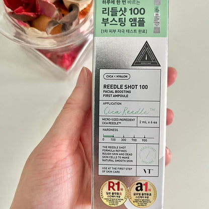 🌿 VT Reedle Shot 100, Cica x Hyalon Facial Boosting First Ampoule 2ml x 6