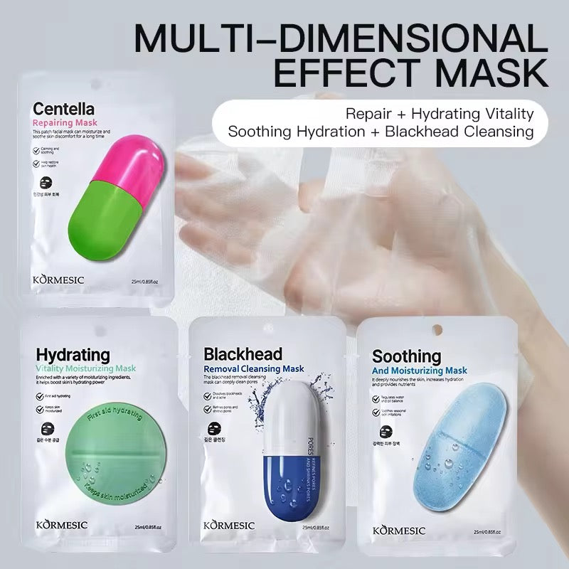 KORMESIC (set of 4) Korean Skin Care Mask Facial Natural Centella Repairing Moisturizing Mask