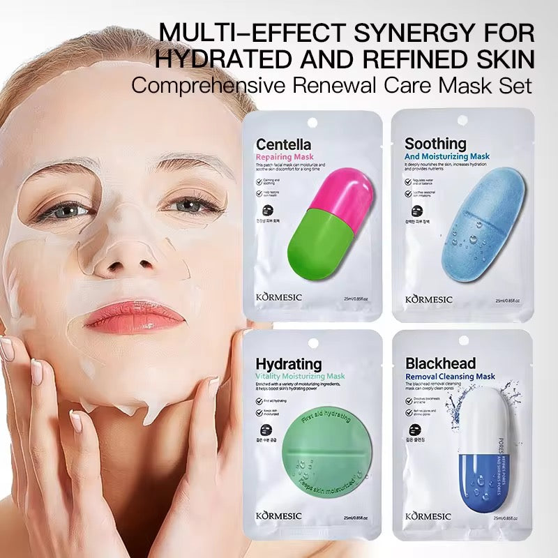 KORMESIC (set of 4) Korean Skin Care Mask Facial Natural Centella Repairing Moisturizing Mask