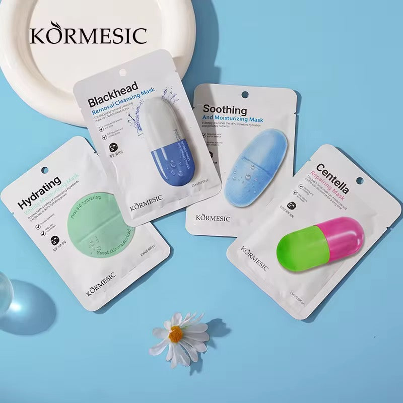 KORMESIC (set of 4) Korean Skin Care Mask Facial Natural Centella Repairing Moisturizing Mask