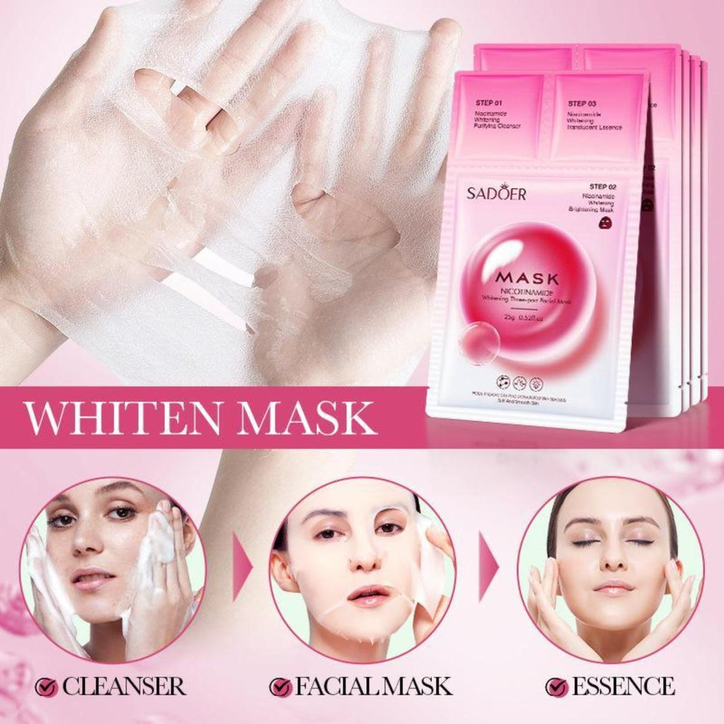 Brighten Up, Glow On – The 3-Step Secret to Glass Skin!”                SADOER 3-Step Nicotinamide Whitening Facial Mask

Glow in 3 Simple Steps – Cleanse, Treat, Brighten!
