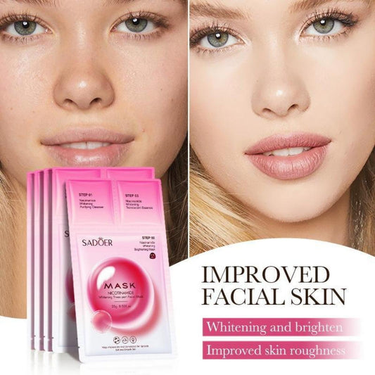 Brighten Up, Glow On – The 3-Step Secret to Glass Skin!”                SADOER 3-Step Nicotinamide Whitening Facial Mask

Glow in 3 Simple Steps – Cleanse, Treat, Brighten!