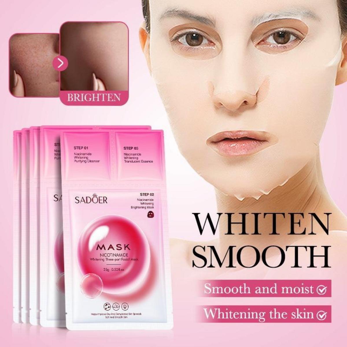 Brighten Up, Glow On – The 3-Step Secret to Glass Skin!”                SADOER 3-Step Nicotinamide Whitening Facial Mask

Glow in 3 Simple Steps – Cleanse, Treat, Brighten!