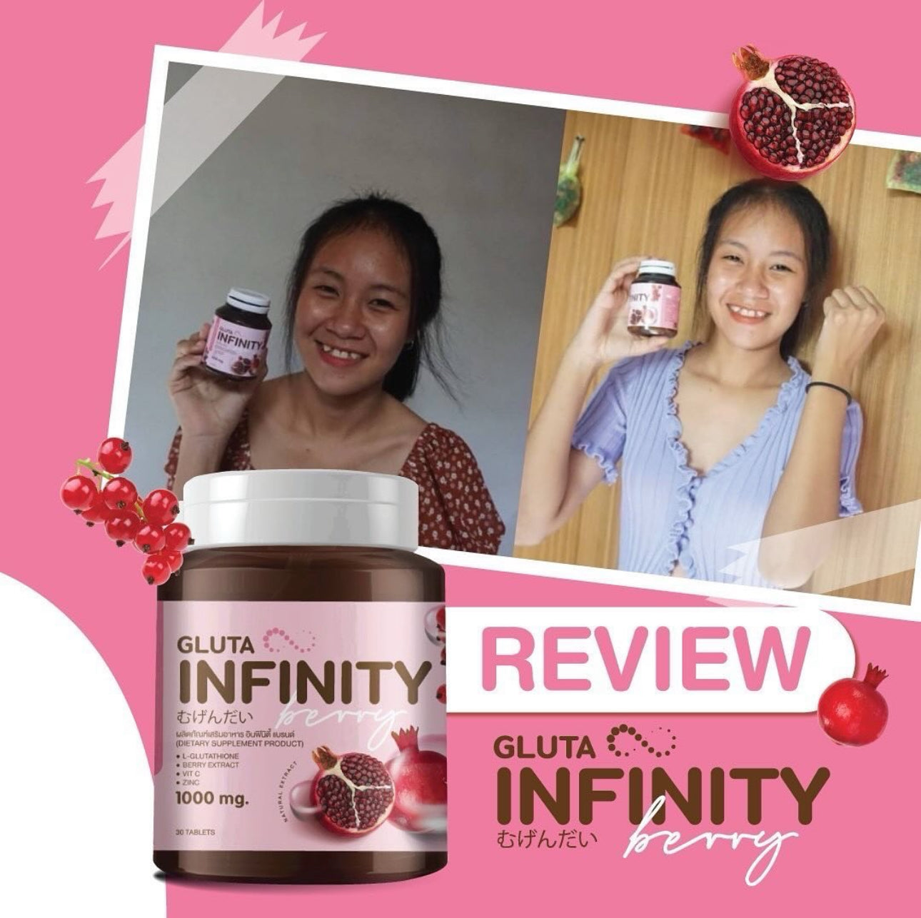 Gluta Infinity 1000mg Natural Whole Body Skin Whitening Supplement 30 Tablets