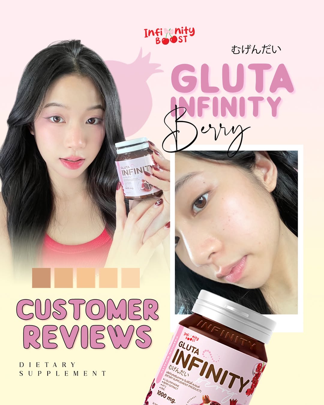 Gluta Infinity 1000mg Natural Whole Body Skin Whitening Supplement 30 Tablets