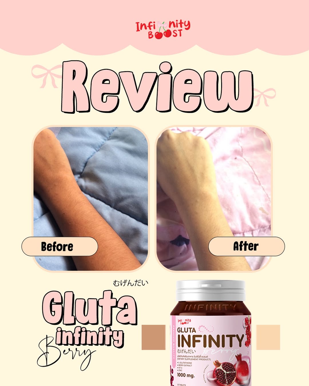 Gluta Infinity 1000mg Natural Whole Body Skin Whitening Supplement 30 Tablets