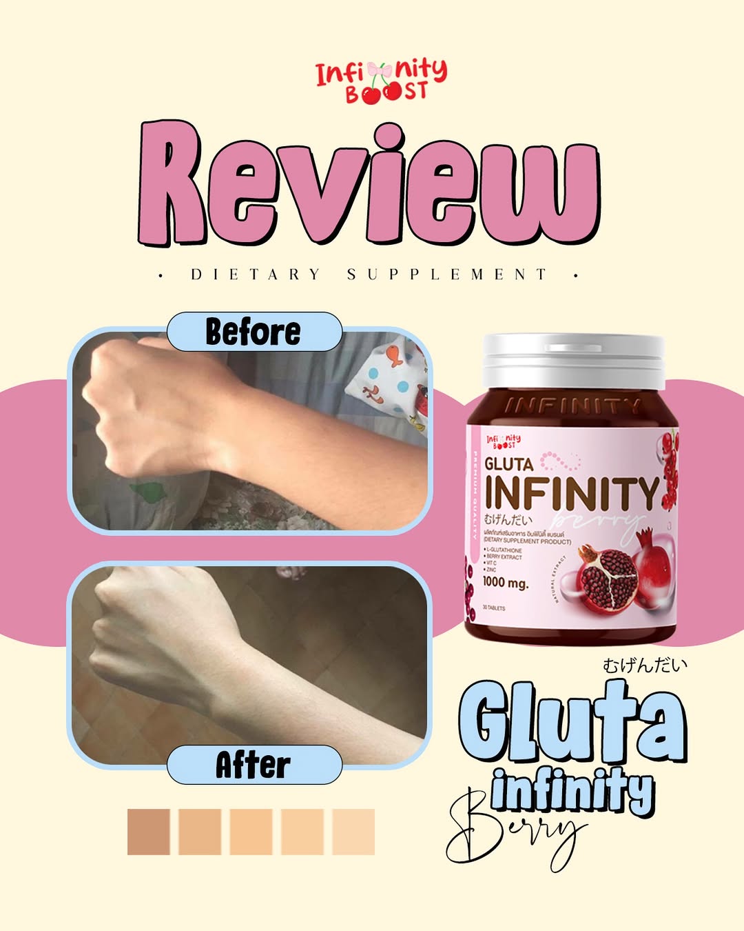 Gluta Infinity 1000mg Natural Whole Body Skin Whitening Supplement 30 Tablets