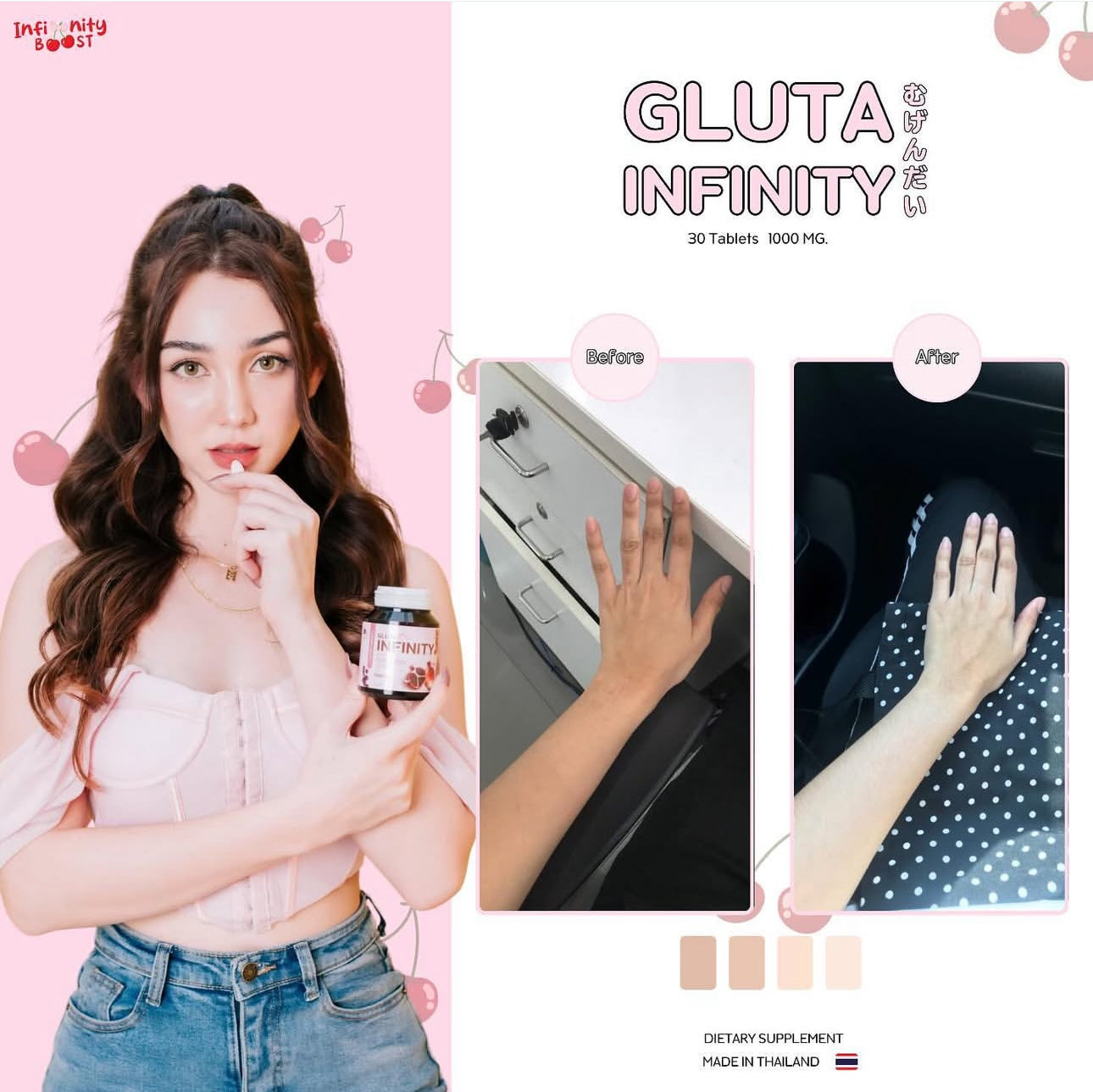 Gluta Infinity 1000mg Natural Whole Body Skin Whitening Supplement 30 Tablets