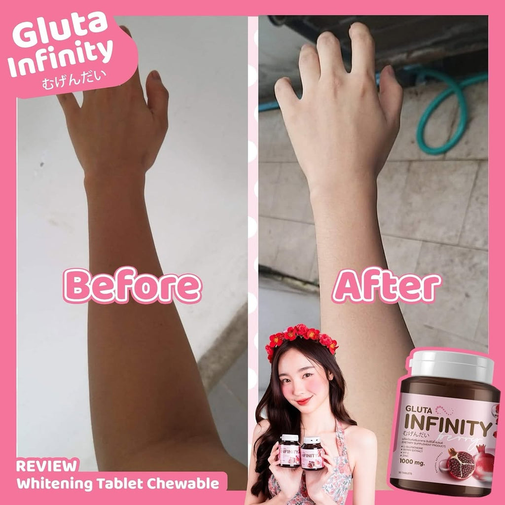Gluta Infinity 1000mg Natural Whole Body Skin Whitening Supplement 30 Tablets