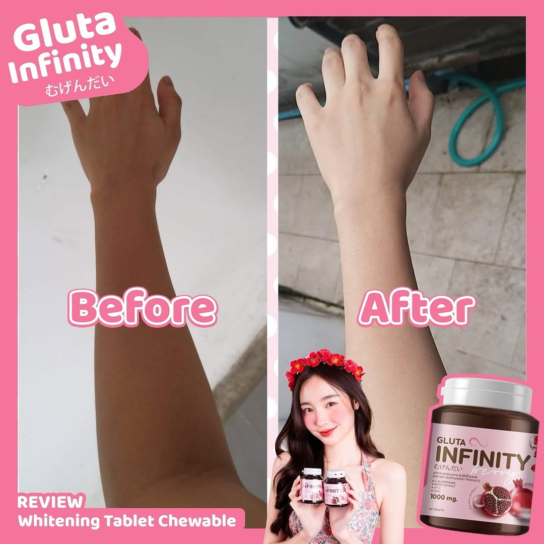 Gluta Infinity 1000mg Natural Whole Body Skin Whitening Supplement 30 Tablets