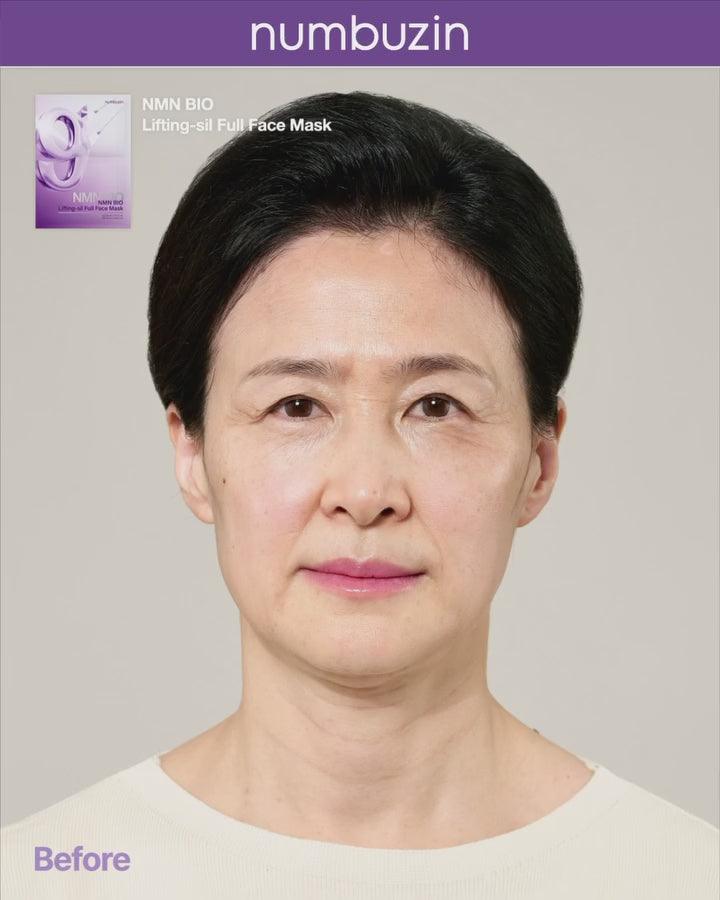 numbuzin No.9 Sheet Mask | NAD+ BIO Lifting-sil Full Face Mask | Improves Jawline, Jowls, Wrinkles, Neck Lines | Peptides, NAD+, Collagen | Skin Firmness | 4 Sheets + Lifting Band